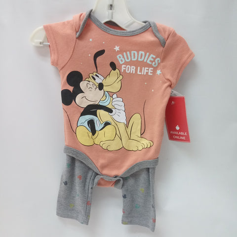 Short Sleeve Onesie 2pc Outfit by Disney  Size 6-9m