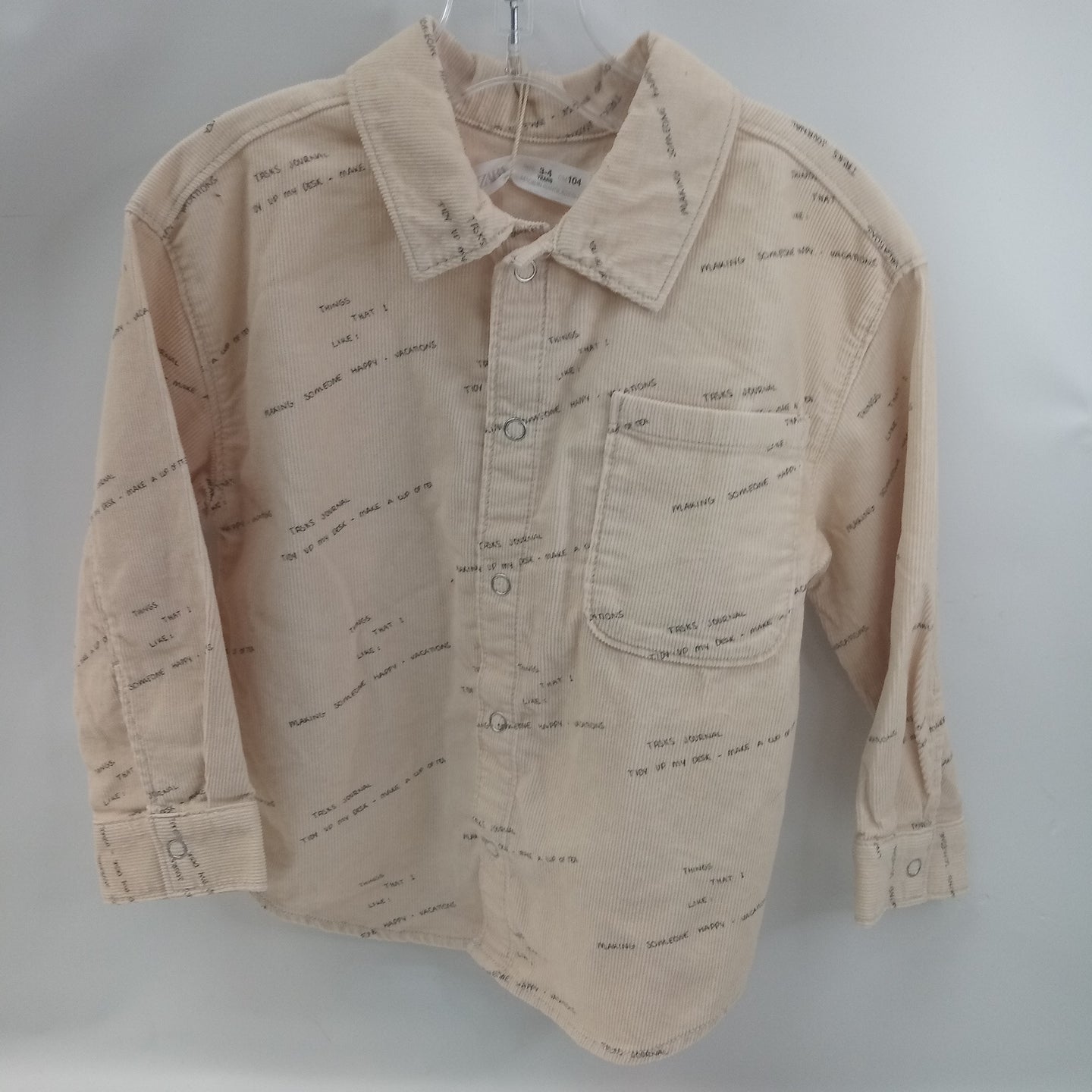 NEW Long Sleeve Button Down Shirt by Zara      Size 3-4