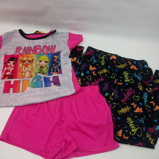 NEW Short Sleeve 3pc Pajama Set by Rainbow High      Size 7-8