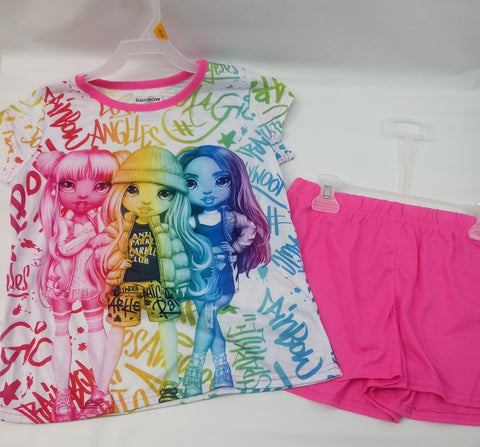 NEW Short Sleeve 2pc Pajama Set by SGI Apparel Rainbow High   Size 10-12