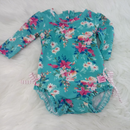Long Sleeve 1pc Swimsuit   by Ruffle Butts        Size 0-3m
