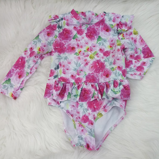 Long Sleeve 1pc Swimsuit by SHEIN    Size 18-24m